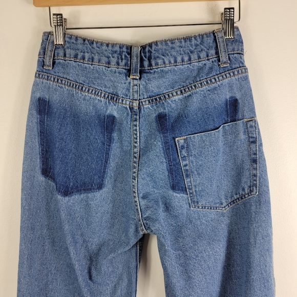 Litz by Uniq Open Side Wide Leg High Waist Patch Pocket Released Hem Jeans - Picture 7 of 10